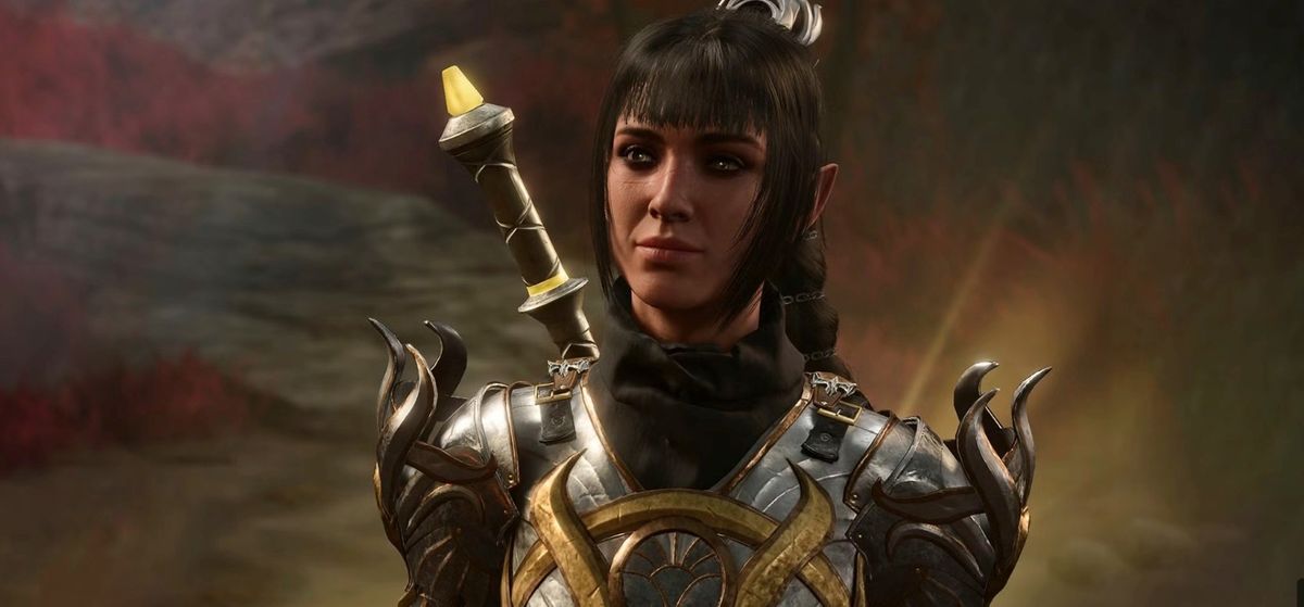 游戏内影心角色形象截图，眼神坚定，手持武器站立于废墟之中