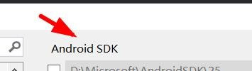 Visual Studio中设置Android SDK路径的界面截图