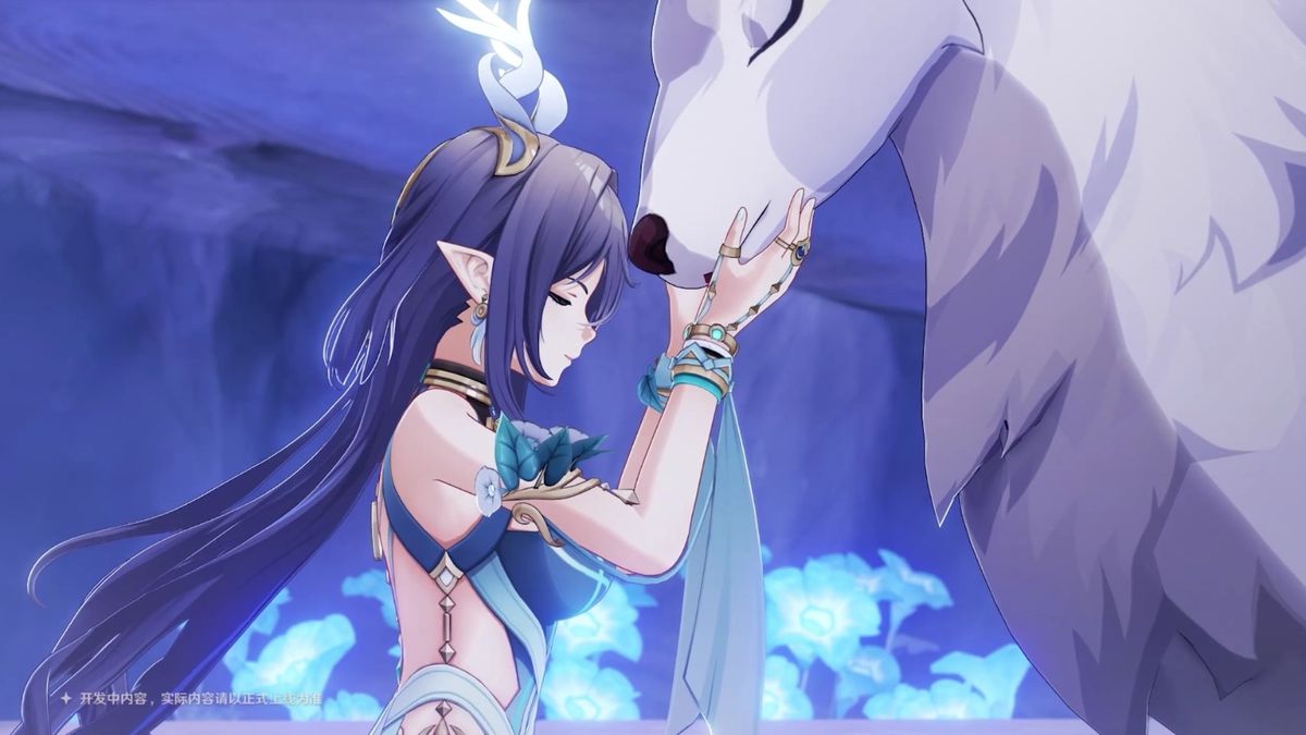 新角色剪影出现在挪德卡莱废墟中，手持发光武器面向远方