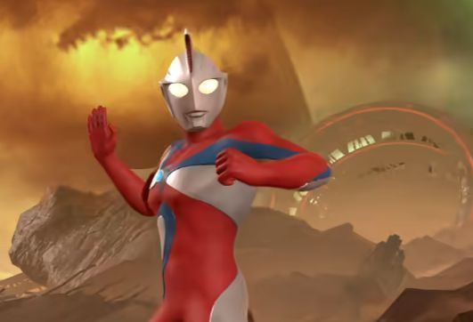 高斯近身格斗动画截图，连续拳脚打击怪兽腹部，动作流畅力量感十足