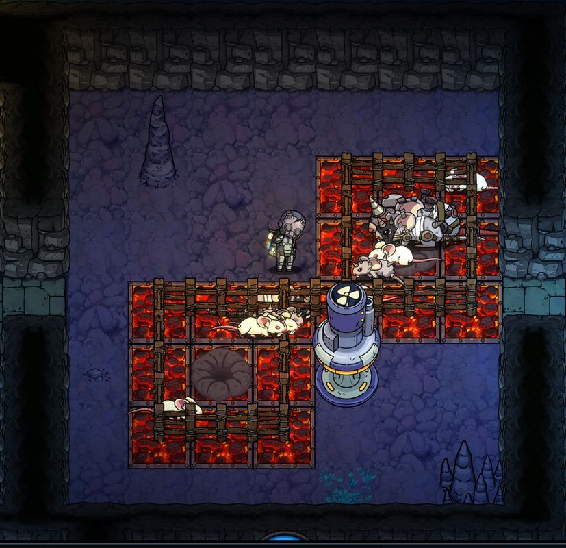 玩家自制挂机刷怪结构示意图，标注了栏杆、火地板和拾物器的摆放位置