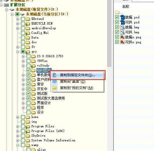 恢复完成后目标文件夹截图，原丢失文件已成功出现在新位置中