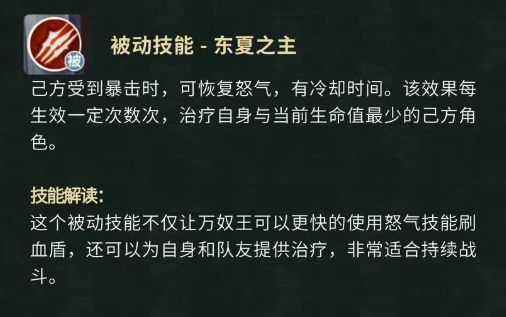角色属性面板截图，显示高防御、高生命值及假死触发条件说明