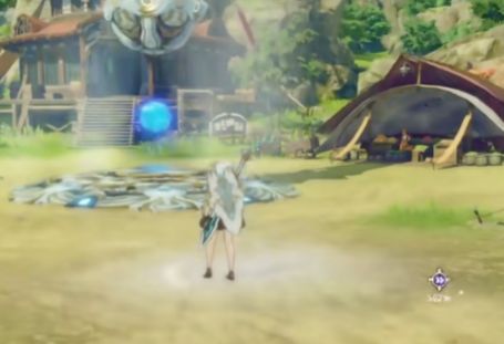 角色从高空俯冲而下，翅膀展开准备平稳着陆