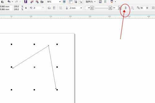 点击闭合曲线前的V形开放路径