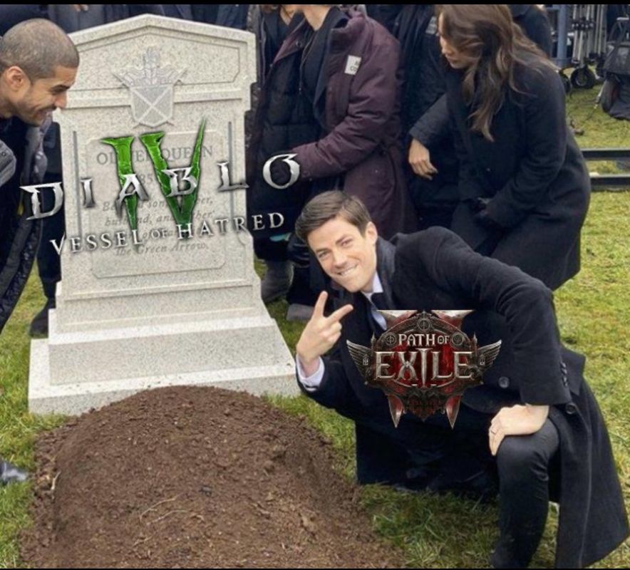 《流放之路2》游戏主界面展示，黑暗奇幻风格浓郁，角色装备光效华丽