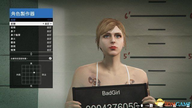 GTA5捏脸界面展示使用班杰明和苏菲亚组合后的基础脸型