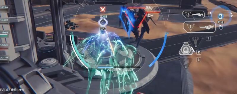 《解限机》飞景机甲手持双军刀进行高速近战连击，刀光闪烁间敌人被击飞浮空