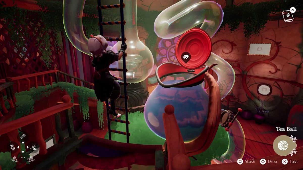 阿尔塔在森林中采摘茶叶，阳光透过树叶洒落肩头