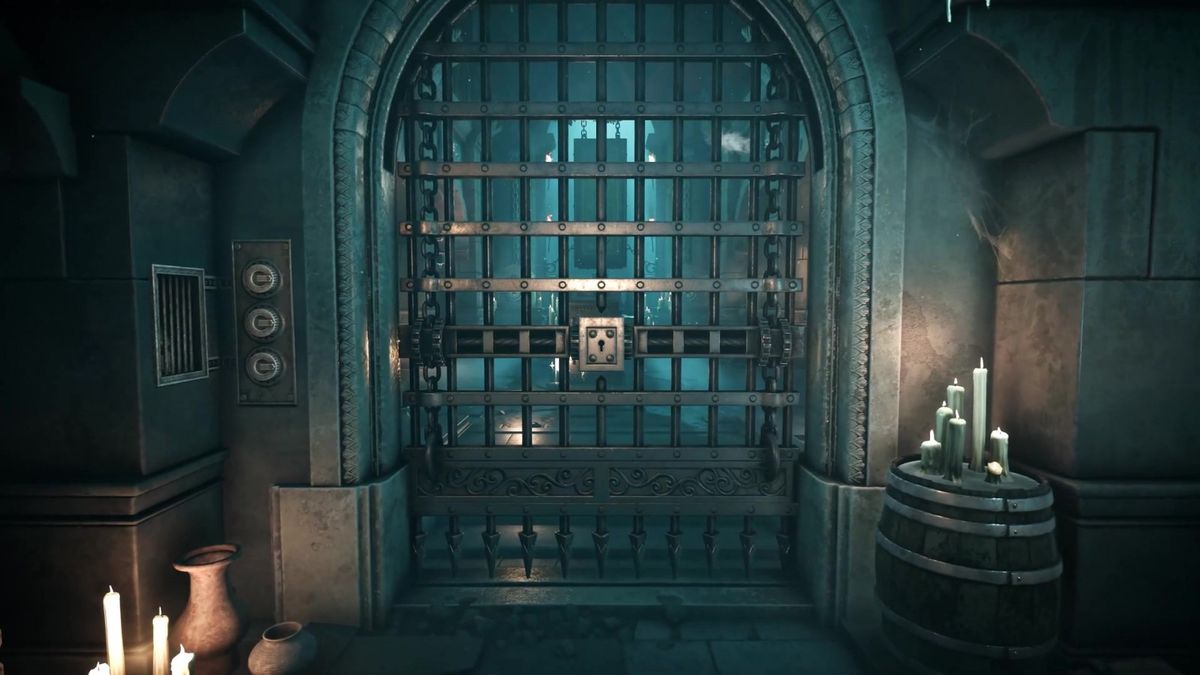 德古拉城堡密室内部截图，烛光摇曳，墙上挂满古老画像