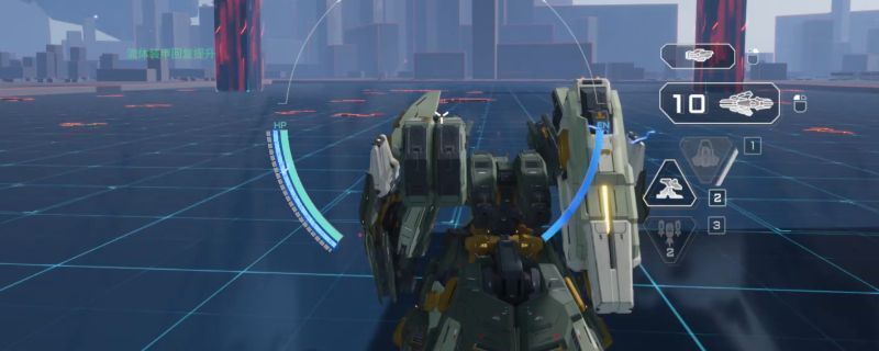 解限机游戏中剑龙机甲战斗画面，炮口喷射火焰，地面烟尘四起，极具压迫感