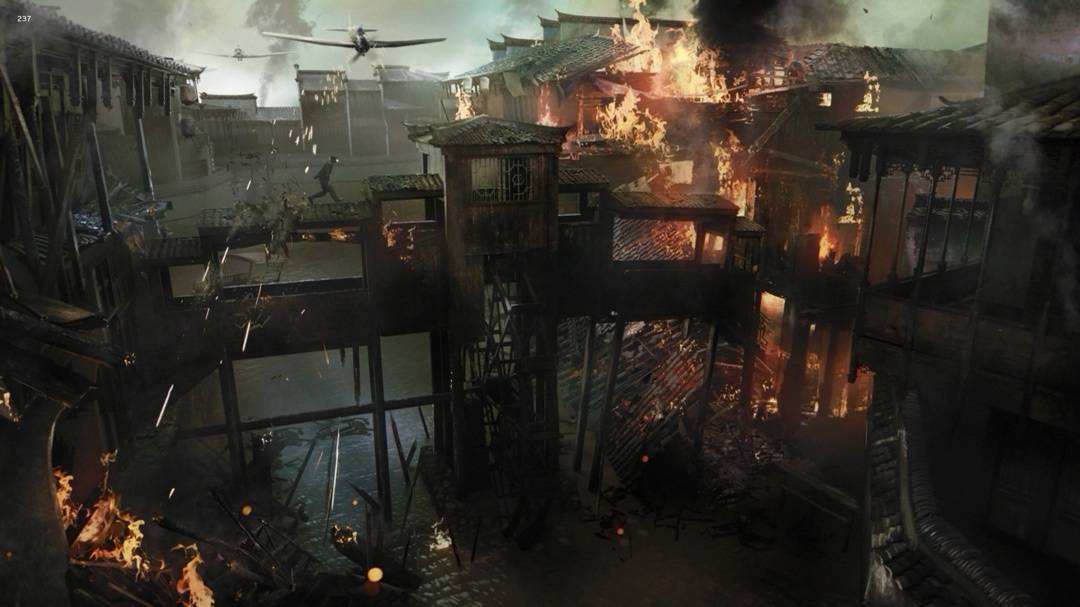 角色与士兵并肩作战，背景中有中国军队旗帜飘扬，士气高昂