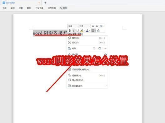 Word文档界面展示选中文字并打开字体设置的操作步骤