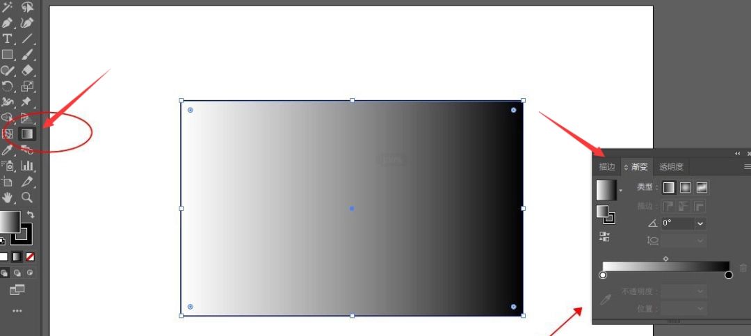 AI渐变面板中添加多个色彩滑块并设置不同颜色的操作界面