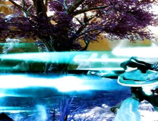 ‘万道天阙’枪法释放瞬间，金色枪影如天光洒落，敌人成片倒下