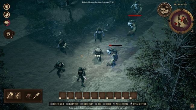 战斗场景截图，角色释放能量剑斩击漂浮的触手怪物，背景中可见列车炮台自动开火