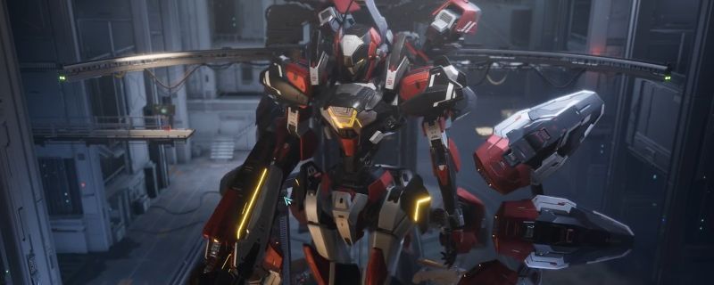 《解限机》中鸣神机甲归零者涂装效果图，整体以信号黑为主色调，搭配烟灰、浅灰与茜草红点缀，科技感十足