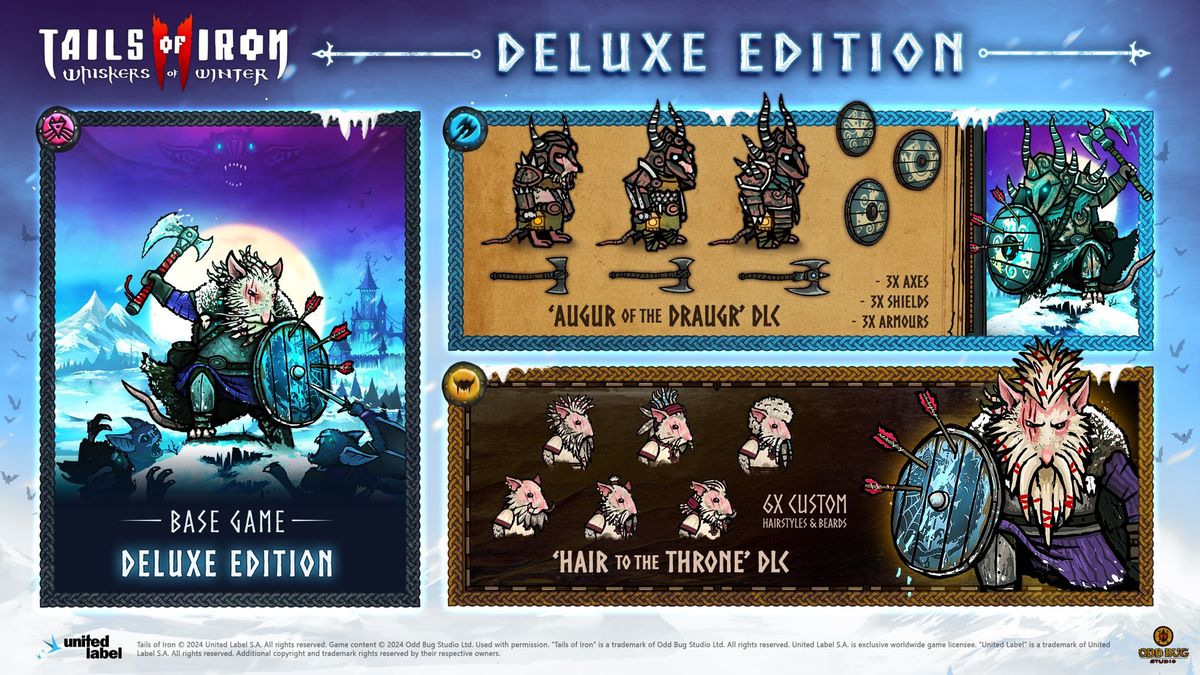 《铁尾传奇2：凛冬之战》游戏主视觉图，主角亚洛手持武器立于雪原之上，背后是漆黑巨翼的神秘敌人