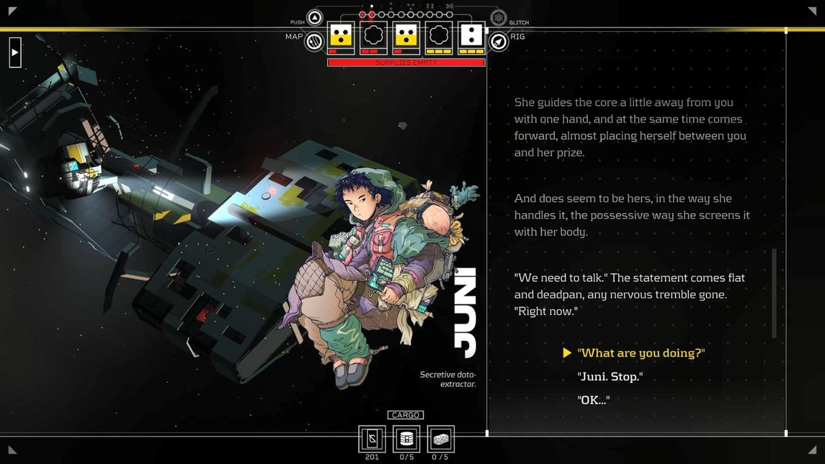 角色在昏暗房间内与AI对话，屏幕蓝光映照在脸上