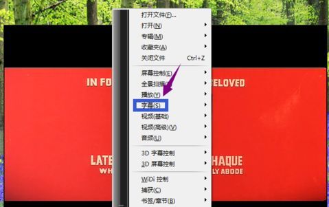 右键菜单中字幕选项展开，显示多个子功能
