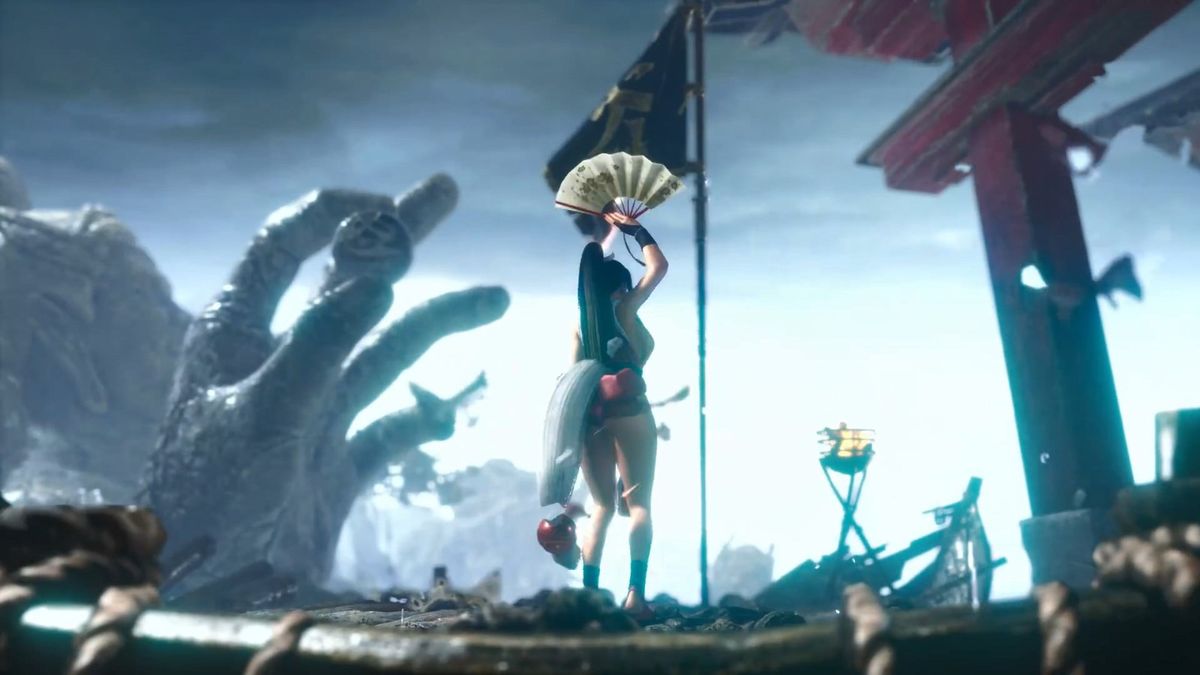 舞在擂台上腾空跃起，准备发动空中连击