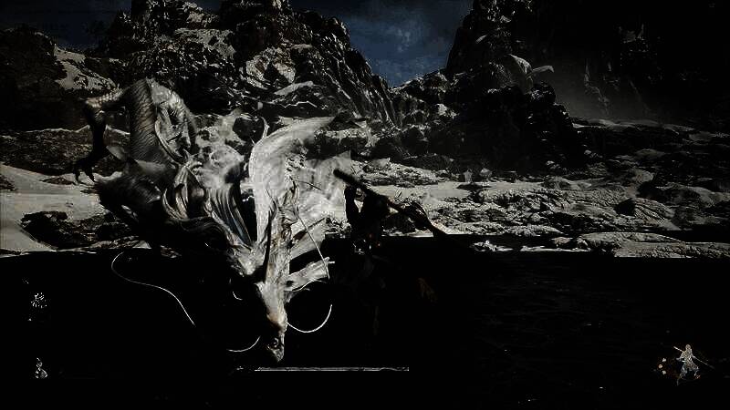 《黑神话：悟空》战斗场景截图，主角挥舞金箍棒对抗巨型妖怪，光影特效震撼