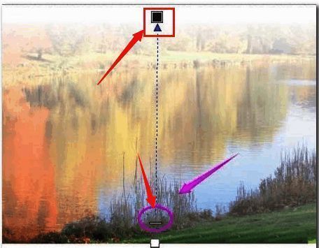 黑色方块已被拖动至控制线中下方，图片呈现出明显的半透明效果