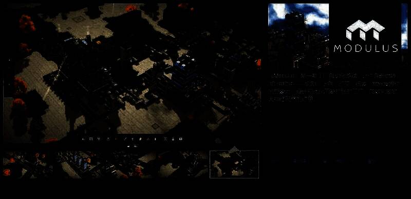 《Modulus》Steam商店页面截图，展示游戏主视觉图，包含立体模块化建筑与未来感工厂场景