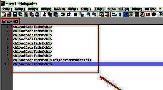 Notepad++新建文本界面，显示已输入的示例文字内容