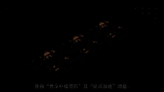 多座木栅营连成一片的战场实景，旗帜飘扬，士兵列阵，展现连营气势