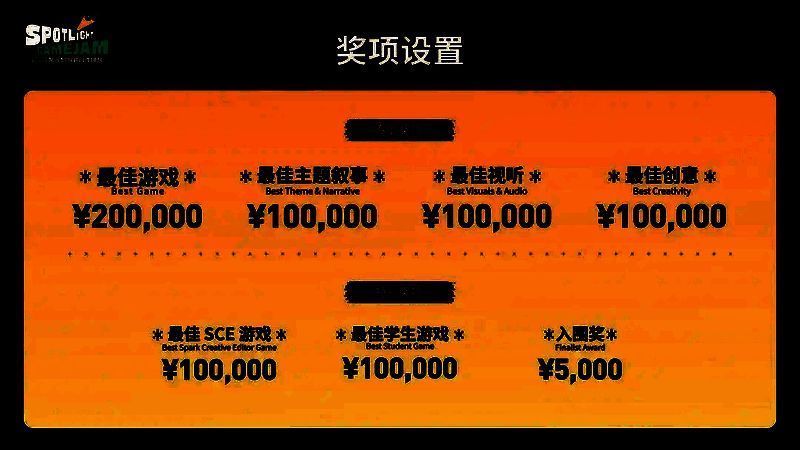 聚光灯GameJam宣传海报，突出‘21天创作挑战’与‘百万奖金’信息