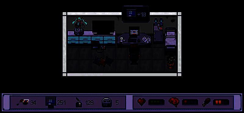 《孤独的独立游戏开发者的一生》游戏界面，显示角色健康值与创作进度条