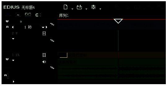 EDIUS软件界面展示，用户正在将音频文件拖拽到时间轴轨道上