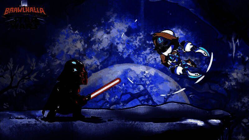 预告片截图，丁·贾林与凯·维斯在废弃太空站中对峙，光影效果极具电影质感