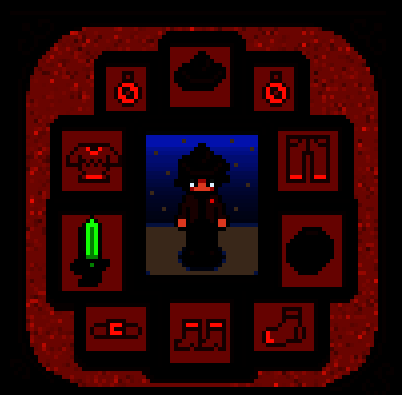 游戏UI概念图，显示角色状态与巧克力能量条，界面风格融合复古与哥特元素