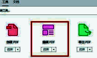 编辑PDF功能被选中，下方工具栏出现多个可操作选项