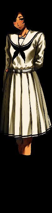 角色立绘：时坂紫，穿着学生制服，长发披肩，眼神温柔中带着一丝忧虑，背景为樱花飘落的庭院