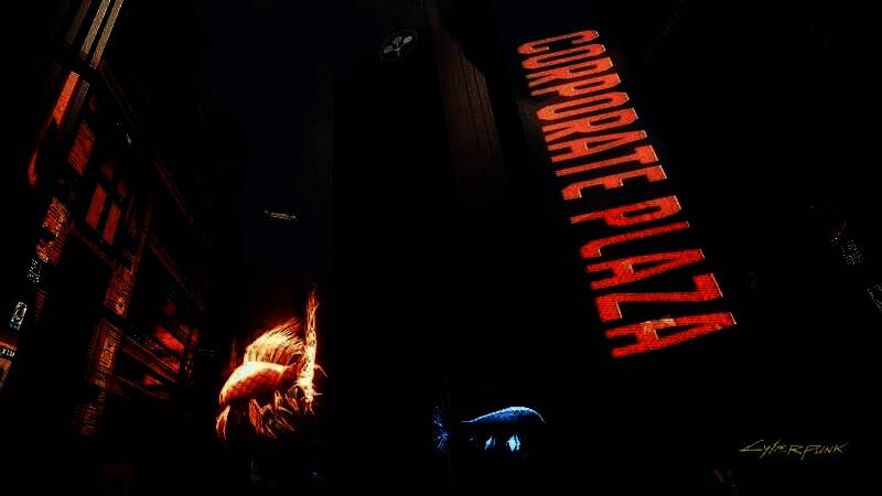 高速行驶的改装载具在空中车道疾驰，背景是巨大的企业塔楼，光影效果惊艳