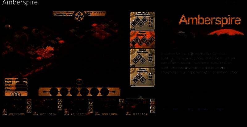 《Amberspire》Steam商店首页展示图，呈现漂浮于气体巨星上方的宏伟尖塔城市，背景星空璀璨，整体画面充满科幻与奇幻交融的视觉冲击