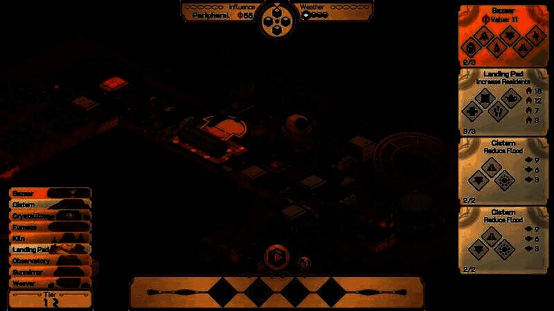 城市夜晚场景，灯光点缀在高耸建筑之间，天空中可见巨大的气体巨星轮廓，氛围静谧而神秘