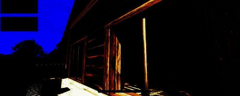 《影之遗产》游戏场景截图，昏暗的室内布满裂痕墙壁，地面积水反光，远处隐约可见扭曲人影，整体氛围压抑恐怖