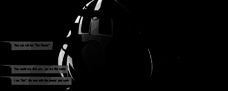 《Undying Flower》游戏主视觉图，画面中一朵发光的神秘花朵漂浮在昏暗森林中央，周围弥漫着蓝色雾气，充满神秘与孤独氛围