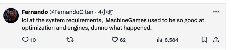 玩家在Reddit上晒出自己电脑配置，远低于推荐标准，配文‘我只能看别人玩了吧’