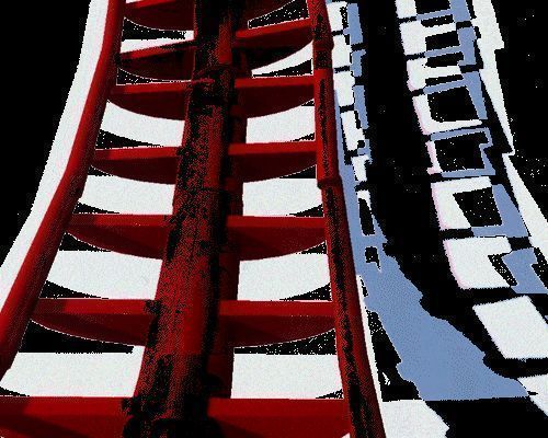 过山车在糖果主题轨道上疾驰，背景是五彩缤纷的奶糖山和棉花糖云