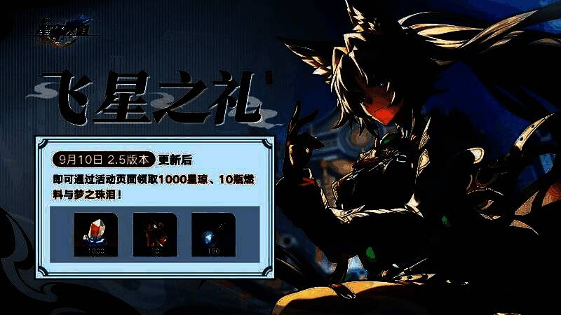 登录奖励领取界面，显示1000星琼、体力与材料礼包已到账