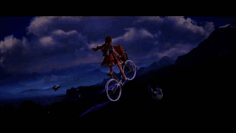 暖暖在瀑布前旋转，裙装展开如花瓣绽放，水珠在阳光下闪烁