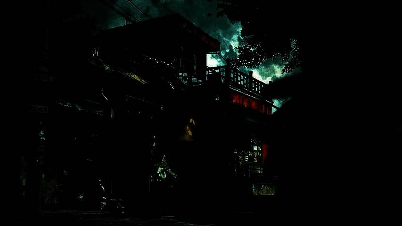 游戏战斗场景截图，两名角色在夜晚的城市屋顶对决，闪电划破天空，动作姿态极具张力