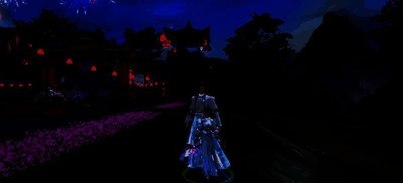 橙小七与柠小沫情缘角色同框，站于花海之中，画面温馨浪漫