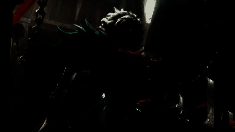 《英雄联盟》新英雄安蓓萨角色立绘展示，身穿诺克萨斯制式铠甲，手持巨刃，眼神凌厉，背景为帝国战旗飘扬