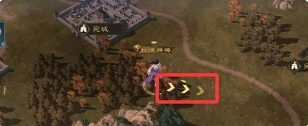 玩家角色站在宝藏点附近，脚下有方向箭头指引，准备点击铁铲进行挖掘